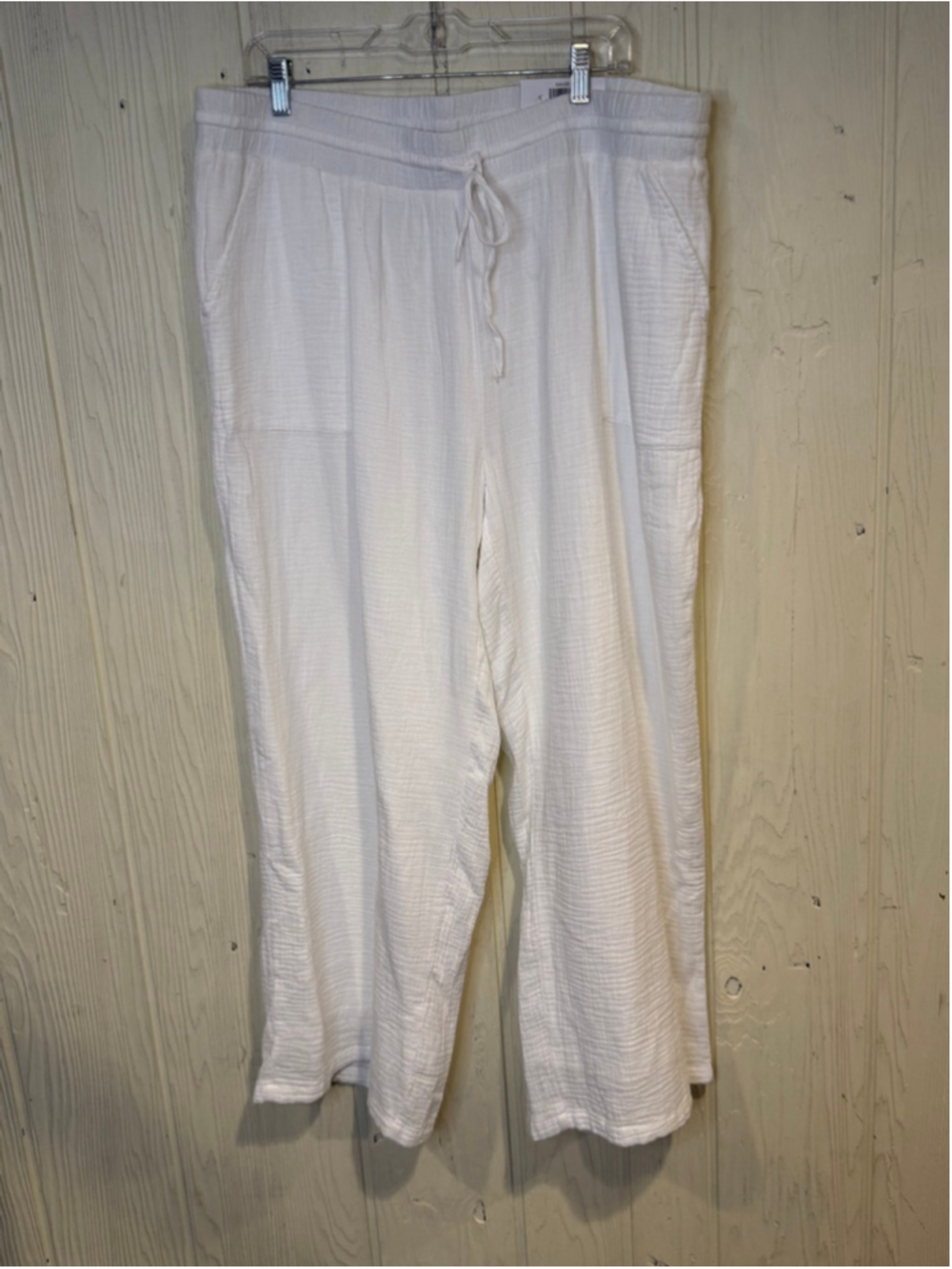 Women's Style & Co. White Wide Leg Pull On High Rise Pants 2X